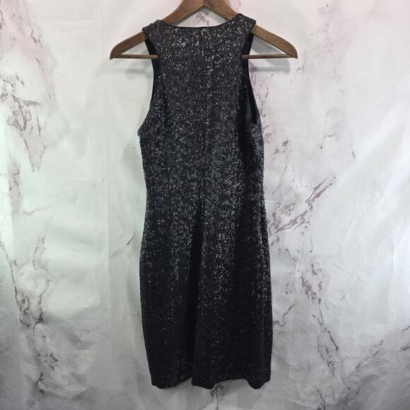 Bailey 44 Dress Womens Medium Black Sequin Stretch Mini Short Tank Zip Front - Picture 5 of 11